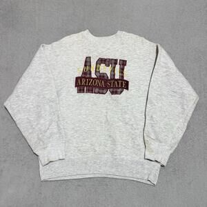 Vintage Logo 7 ASU Sun Devils Arizona State Sweatshirt Gray Embroidered Men’s M